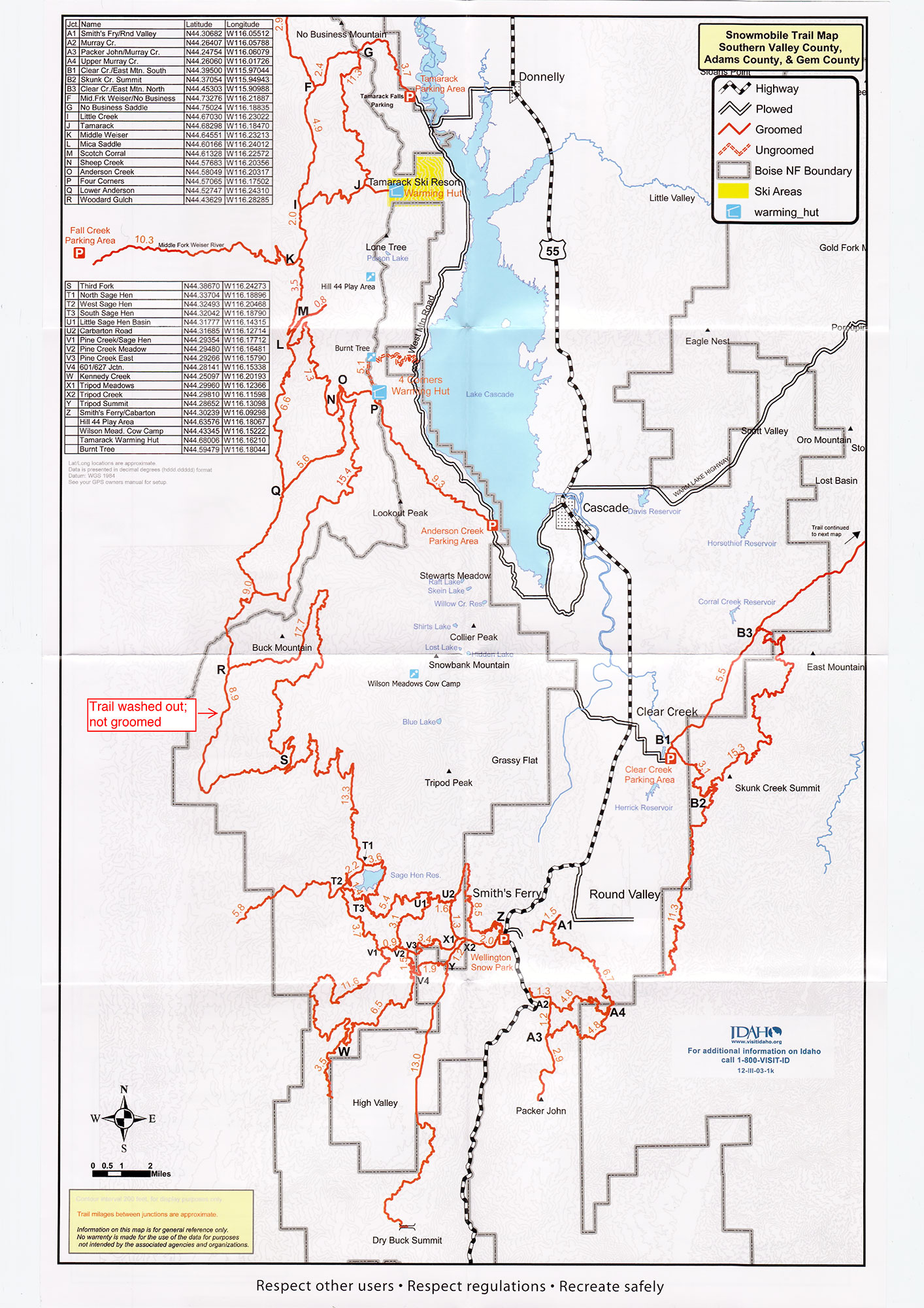 Snowmobile Trail Maps Mccall Donnelly Cascade Smiths Ferry